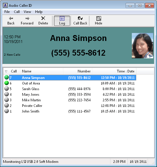 Audio Caller ID and Call Management