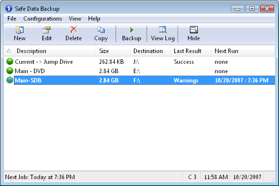 Safe Data Backup screenshot