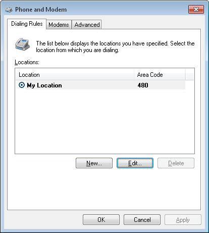 phone and modem dialog