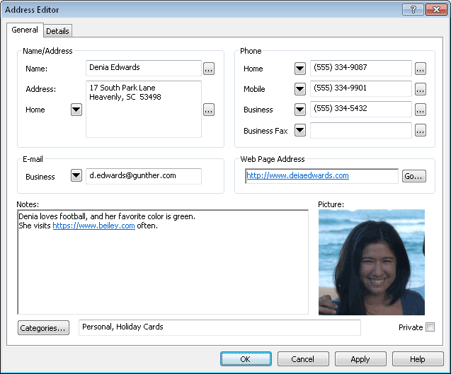 general page of address editor