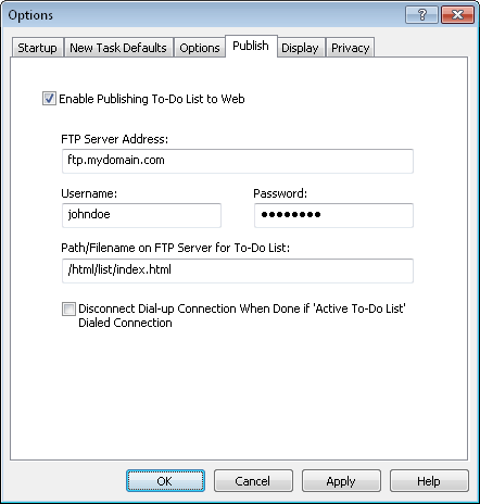 publish options