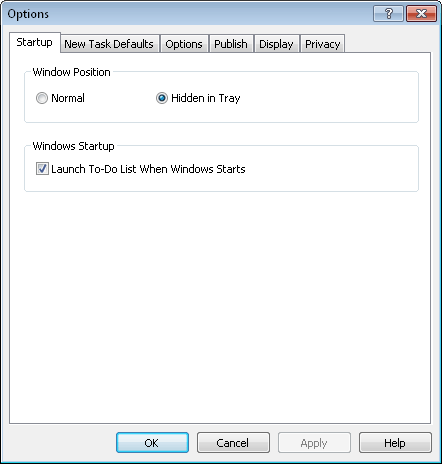 startup options